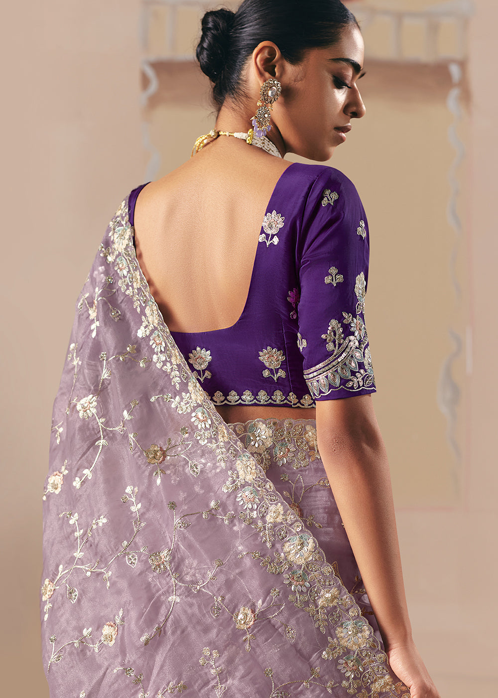 Buy Adorable Lavender Fancy Fabric Festive Designer Saree Online in US, UK, Canada, France, Germany, Italy, Denmark, Spain, Belgium, UAE & Worldwide at Empress.