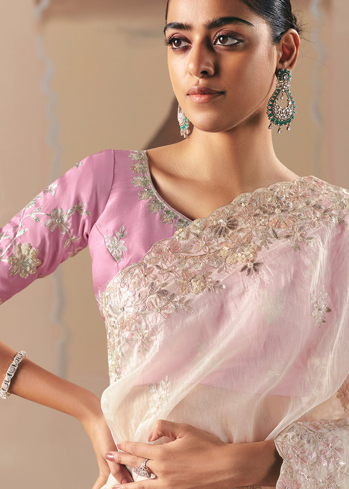 Buy Adorable White Fancy Fabric Festive Designer Saree Online in US, UK, Canada, France, Germany, Italy, Denmark, Spain, Belgium, UAE & Worldwide at Empress.