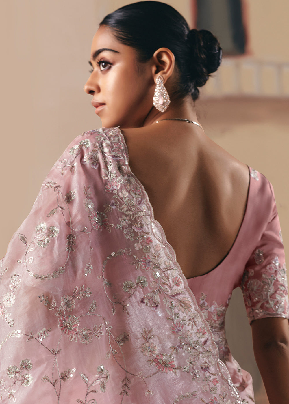 Buy Adorable Pink Fancy Fabric Festive Designer Saree Online in US, UK, Canada, France, Germany, Italy, Denmark, Spain, Belgium, UAE & Worldwide at Empress.