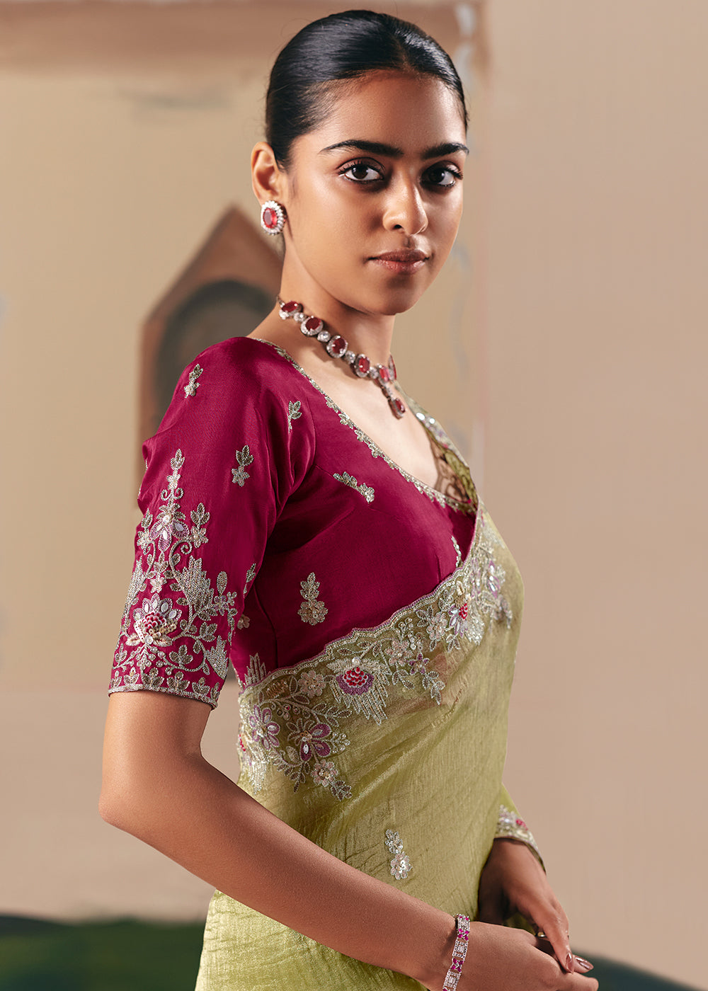 Buy Adorable Green Fancy Fabric Festive Designer Saree Online in US, UK, Canada, France, Germany, Italy, Denmark, Spain, Belgium, UAE & Worldwide at Empress.