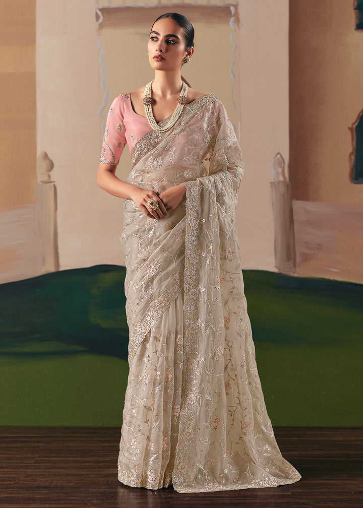 Buy Adorable Beige Fancy Fabric Festive Designer Saree Online in US, UK, Canada, France, Germany, Italy, Denmark, Spain, Belgium, UAE & Worldwide at Empress.