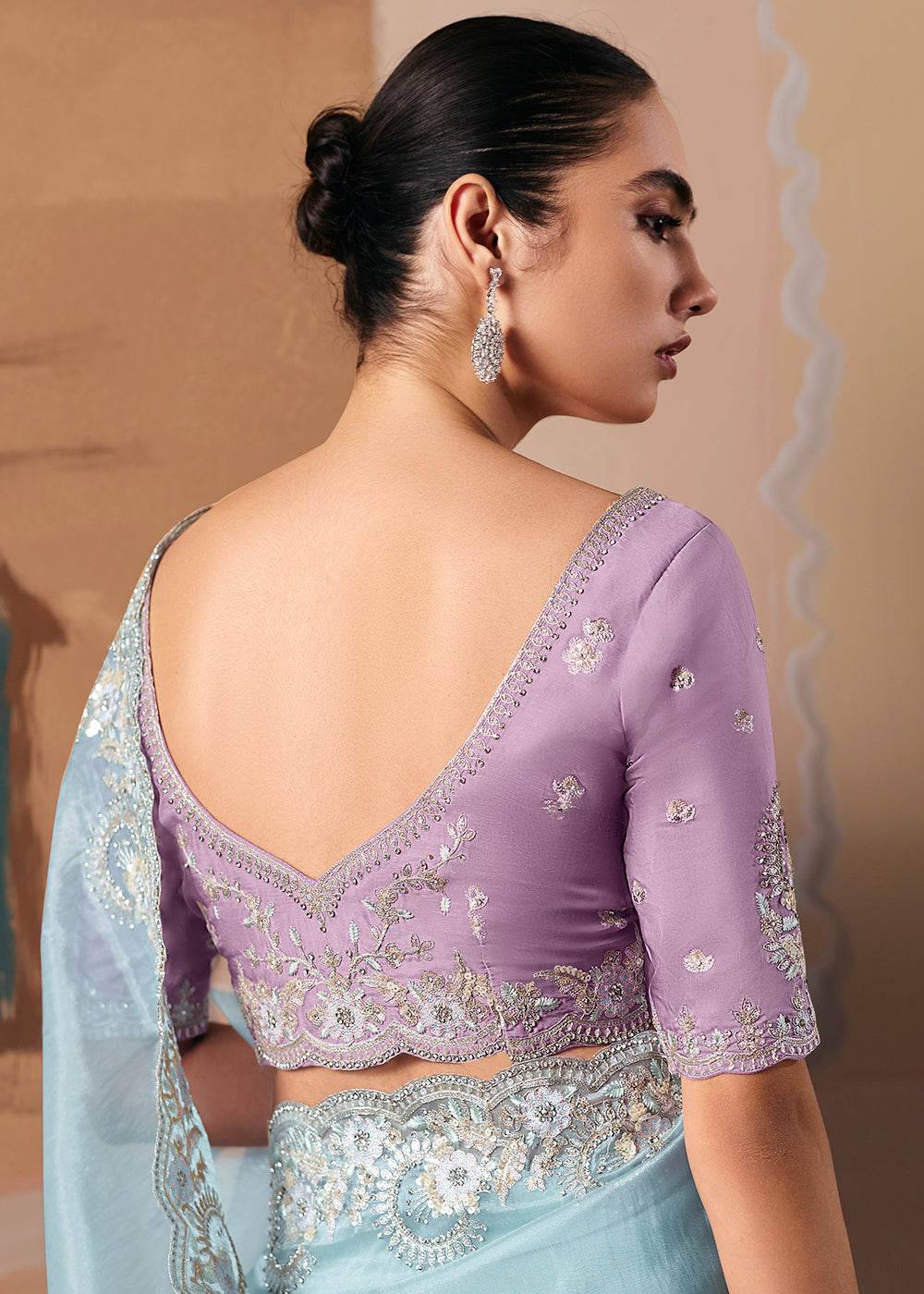 Buy Adorable Blue Fancy Fabric Festive Designer Saree Online in US, UK, Canada, France, Germany, Italy, Denmark, Spain, Belgium, UAE & Worldwide at Empress.