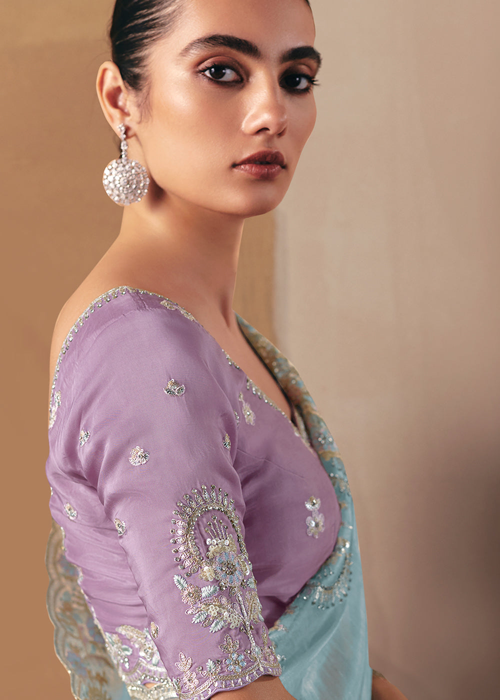 Buy Adorable Blue Fancy Fabric Festive Designer Saree Online in US, UK, Canada, France, Germany, Italy, Denmark, Spain, Belgium, UAE & Worldwide at Empress.