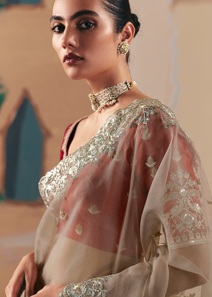 Buy Adorable Brown Fancy Fabric Festive Designer Saree Online in US, UK, Canada, France, Germany, Italy, Denmark, Spain, Belgium, UAE & Worldwide at Empress.