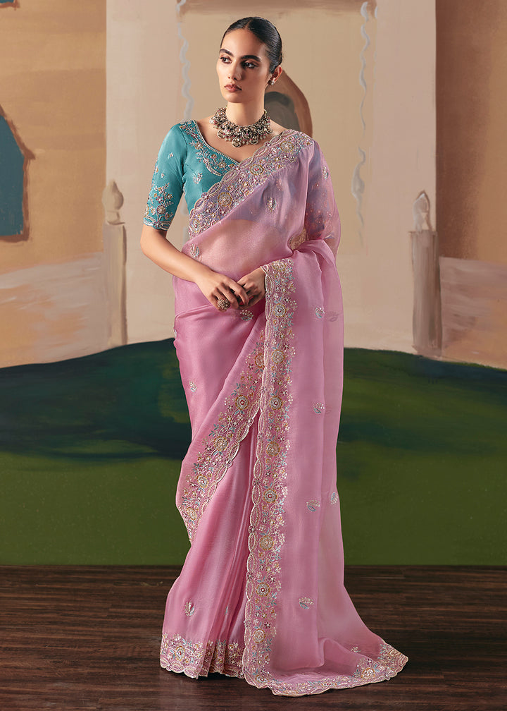Buy Adorable Light Pink Fancy Fabric Festive Designer Saree Online in US, UK, Canada, France, Germany, Italy, Denmark, Spain, Belgium & Worldwide at Empress.