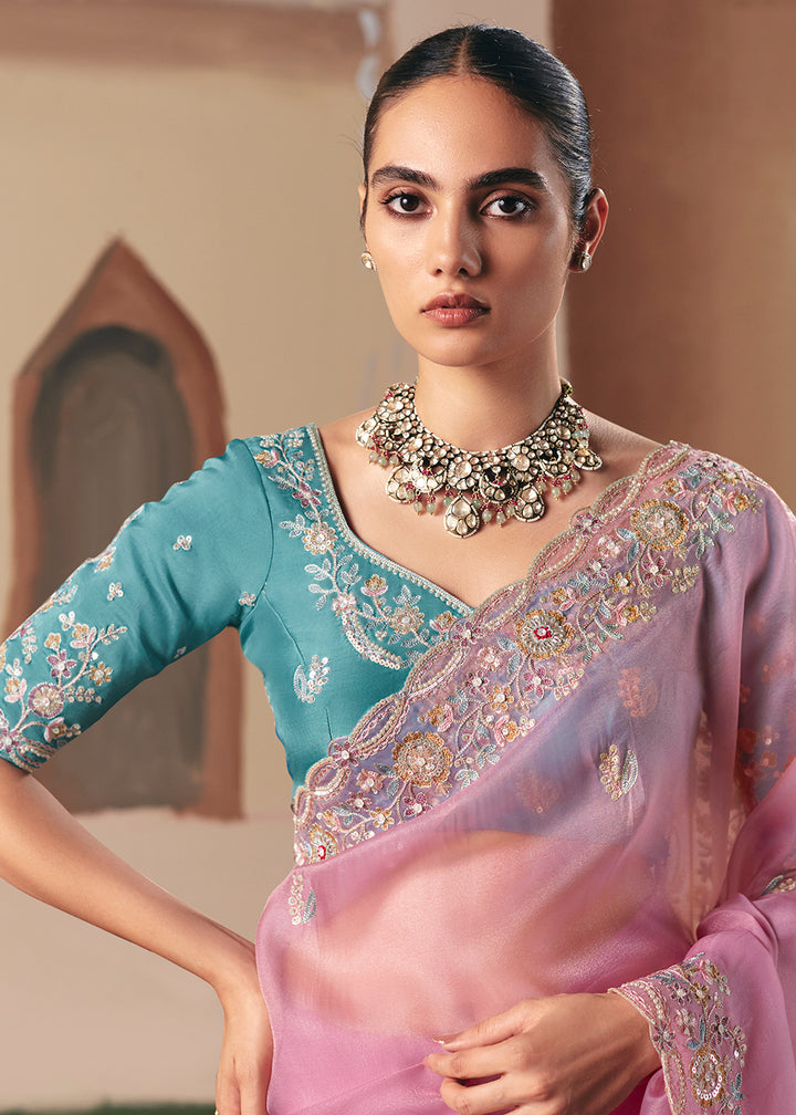 Buy Adorable Light Pink Fancy Fabric Festive Designer Saree Online in US, UK, Canada, France, Germany, Italy, Denmark, Spain, Belgium & Worldwide at Empress.