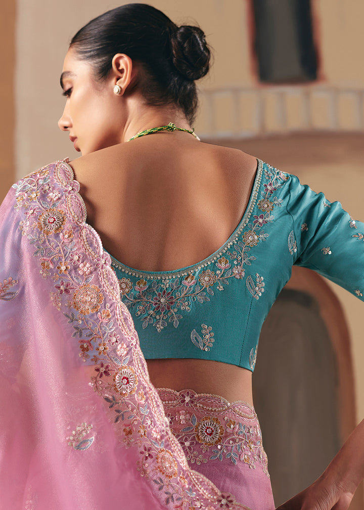 Buy Adorable Light Pink Fancy Fabric Festive Designer Saree Online in US, UK, Canada, France, Germany, Italy, Denmark, Spain, Belgium & Worldwide at Empress.