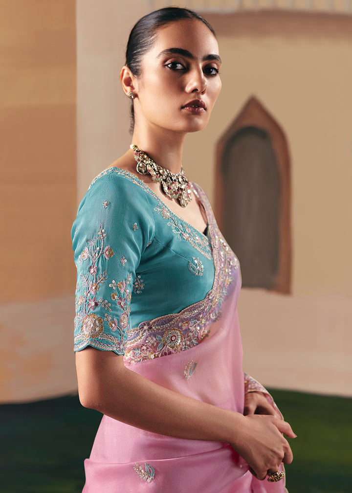 Buy Adorable Light Pink Fancy Fabric Festive Designer Saree Online in US, UK, Canada, France, Germany, Italy, Denmark, Spain, Belgium & Worldwide at Empress.