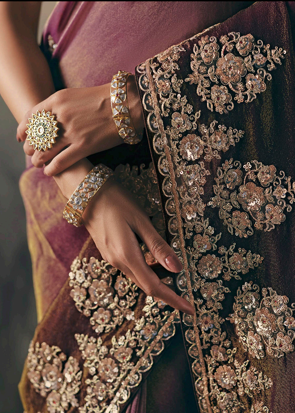 Buy Purple Premium Tissue Zari Fabric Designer Saree Online in US, UK, Canada, France, Germany, Denmark, Netherlands, Sweden, Ireland & Worldwide at Empress.