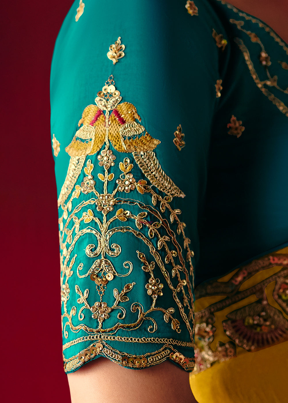 Buy Now Lemon Yellow Fancy Material Wedding Designer Saree Online in US, UK, Canada, France, Germany, Denmark, Netherlands, Sweden, UAE & Worldwide at Empress.