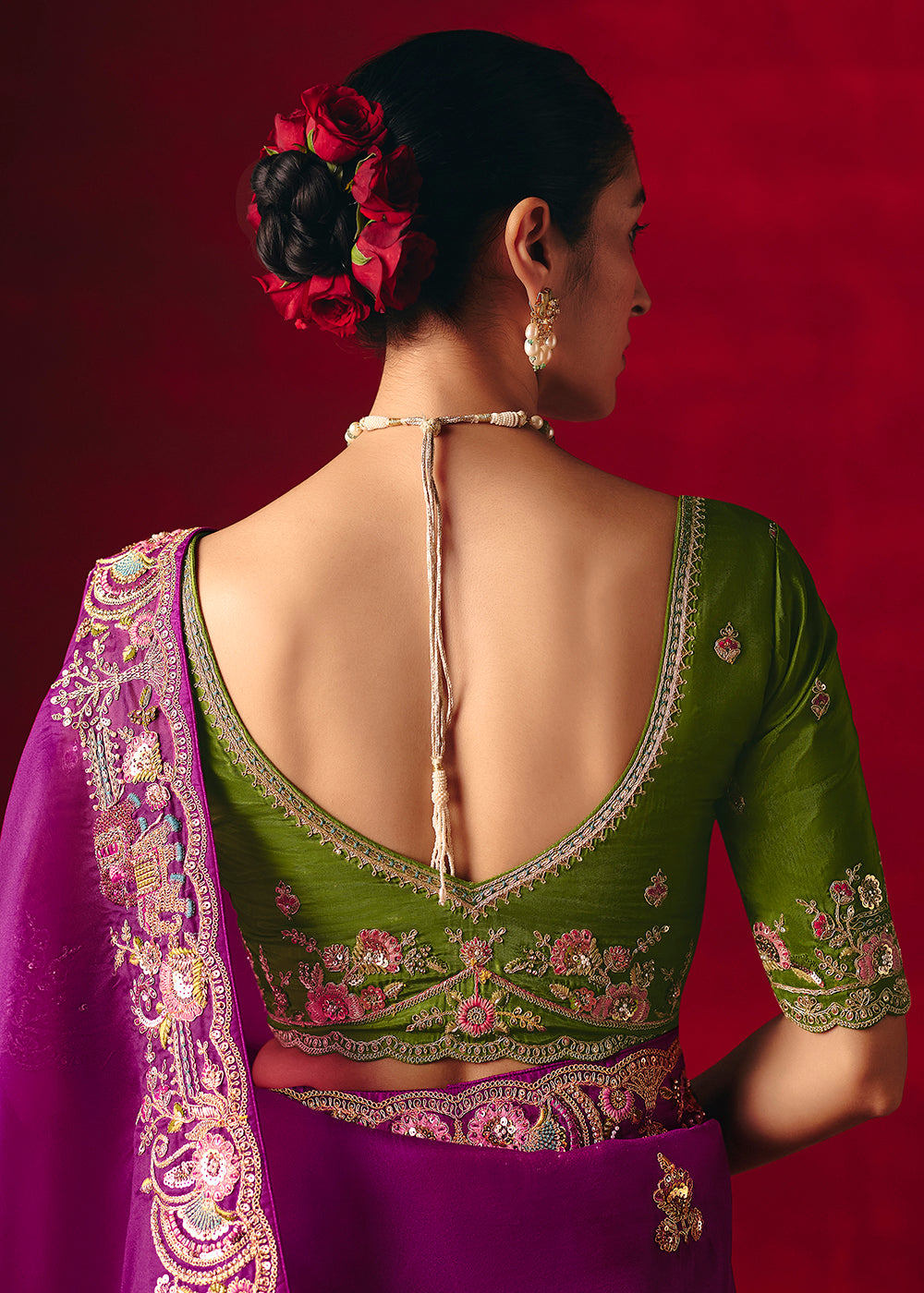 Buy Now Magenta Fancy Material Wedding Designer Saree Online in US, UK, Canada, France, Germany, Denmark, Netherlands, Sweden, UAE & Worldwide at Empress.