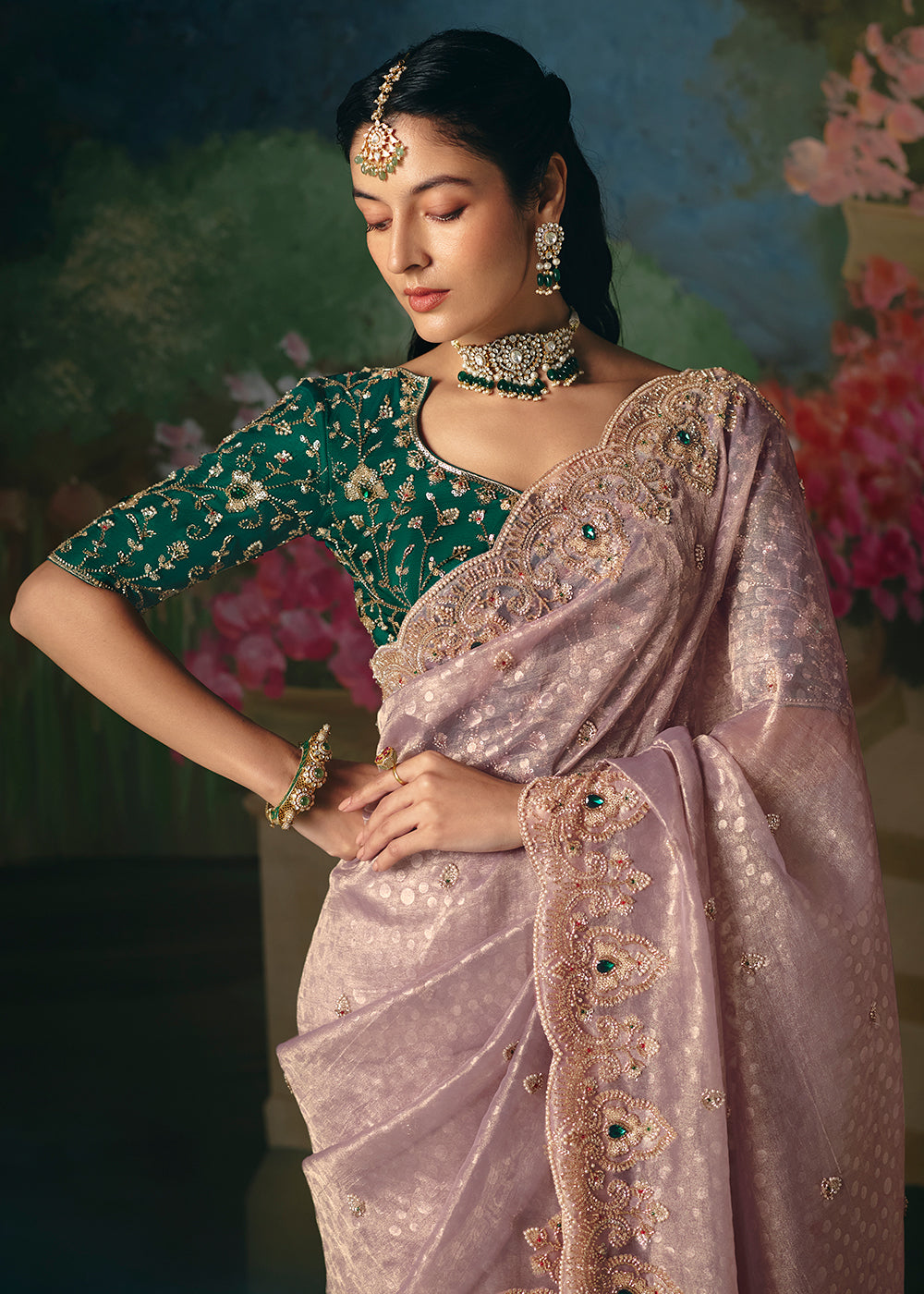 Buy Now Lavender Premium Fancy Fabric Embellished Designer Saree Online in US, UK, Canada, France, Germany, Denmark, Netherland, Sweden & Worldwide at Empress.