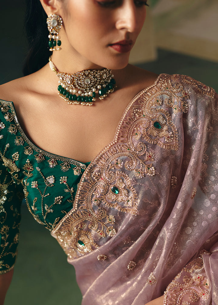 Buy Now Lavender Premium Fancy Fabric Embellished Designer Saree Online in US, UK, Canada, France, Germany, Denmark, Netherland, Sweden & Worldwide at Empress.