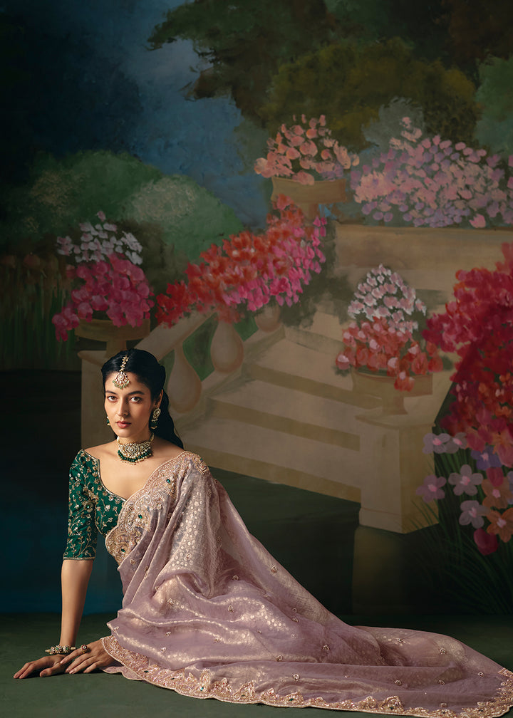 Buy Now Lavender Premium Fancy Fabric Embellished Designer Saree Online in US, UK, Canada, France, Germany, Denmark, Netherland, Sweden & Worldwide at Empress.