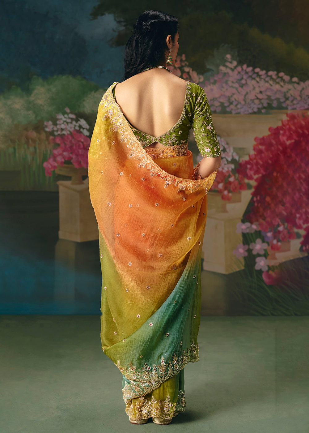 Buy Now Multicolor Premium Fancy Fabric Embellished Designer Saree Online in US, UK, Canada, France, Germany, Denmark, Netherland, Sweden & Worldwide at Empress.