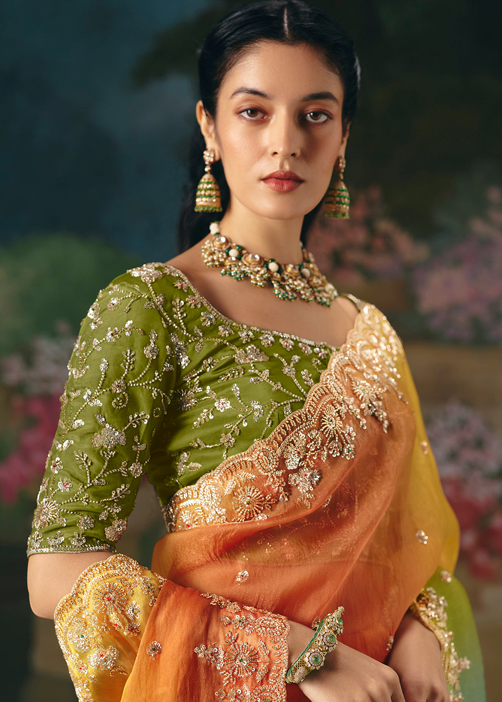 Buy Now Multicolor Premium Fancy Fabric Embellished Designer Saree Online in US, UK, Canada, France, Germany, Denmark, Netherland, Sweden & Worldwide at Empress.