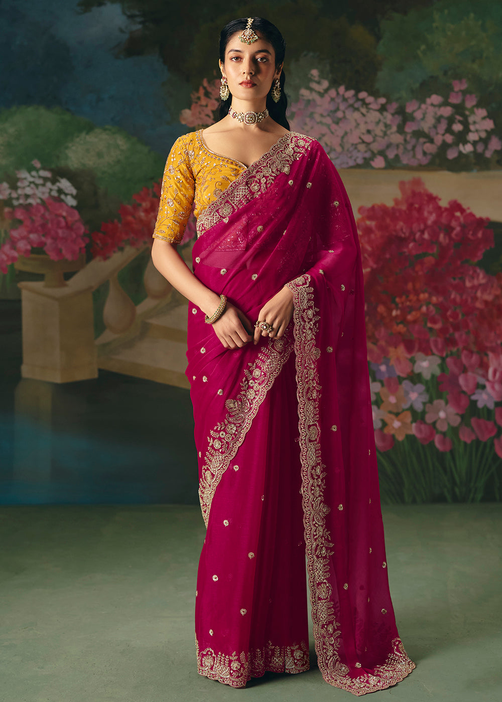 Buy Now Rani Premium Fancy Fabric Embellished Designer Saree Online in US, UK, Canada, France, Germany, Denmark, Netherland, Sweden, UAE & Worldwide at Empress.