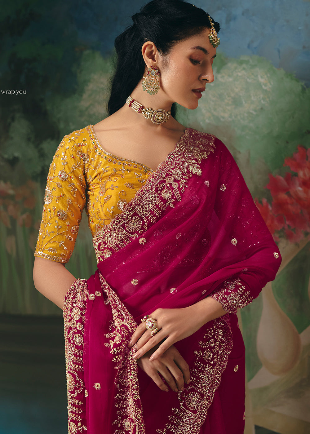 Buy Now Rani Premium Fancy Fabric Embellished Designer Saree Online in US, UK, Canada, France, Germany, Denmark, Netherland, Sweden, UAE & Worldwide at Empress.