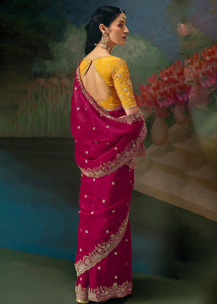 Buy Now Rani Premium Fancy Fabric Embellished Designer Saree Online in US, UK, Canada, France, Germany, Denmark, Netherland, Sweden, UAE & Worldwide at Empress.