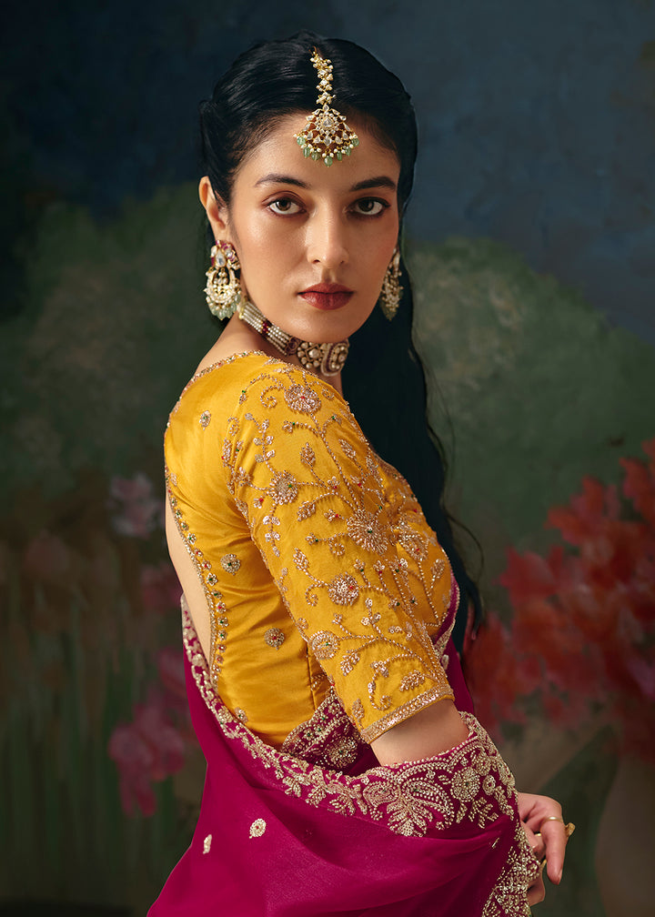 Buy Now Rani Premium Fancy Fabric Embellished Designer Saree Online in US, UK, Canada, France, Germany, Denmark, Netherland, Sweden, UAE & Worldwide at Empress.