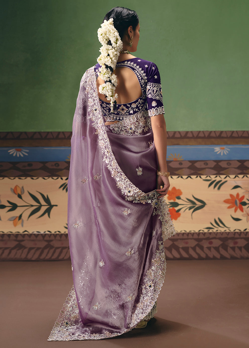 Buy Now Lavender Premium Fancy Fabric Designer Party Wear Saree Online in US, UK, Canada, France, Germany, Denmark, Netherland, Sweden & Worldwide at Empress.