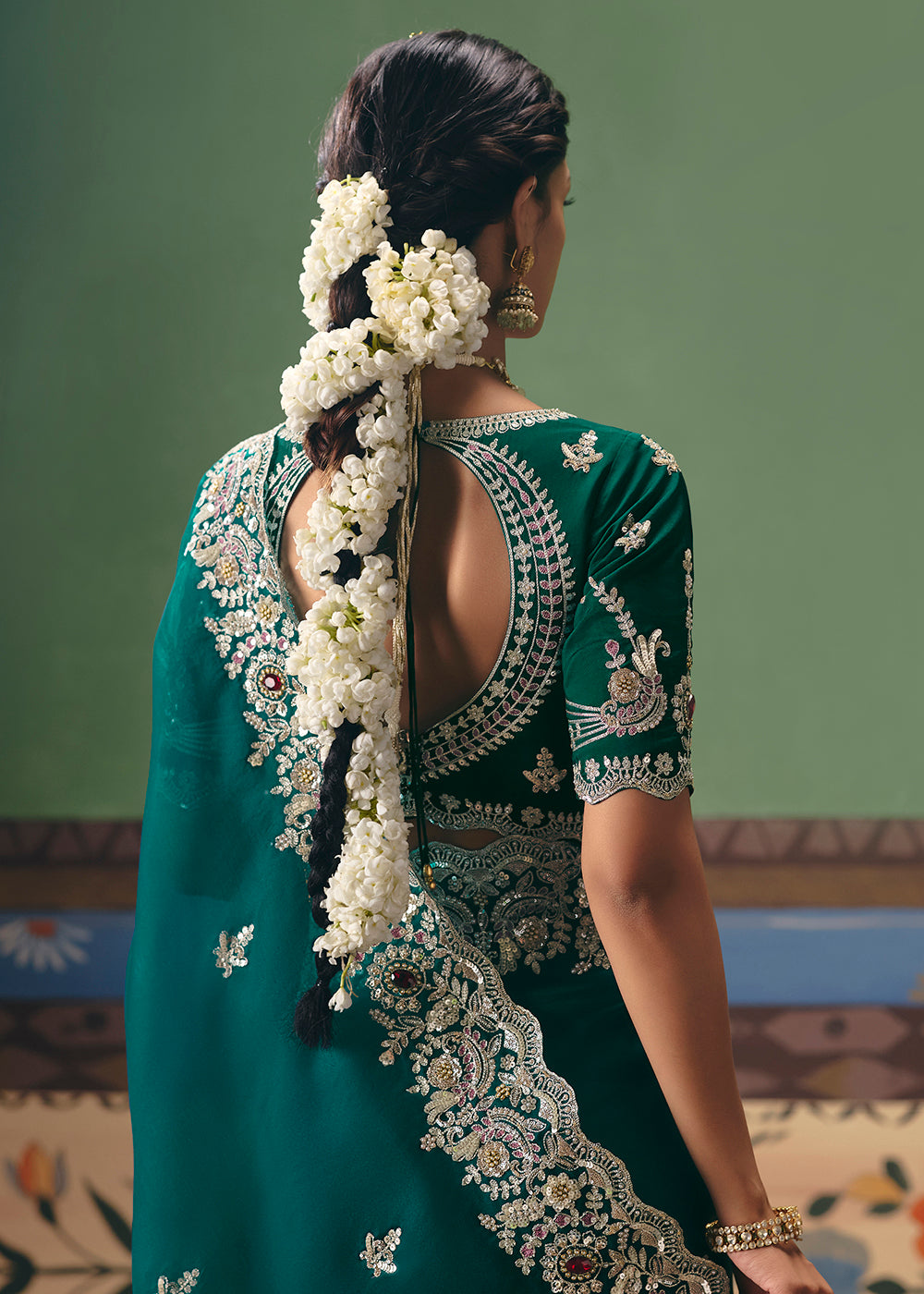 Buy Now Rama Premium Fancy Fabric Designer Party Wear Saree Online in US, UK, Canada, France, Germany, Denmark, Netherland, Sweden & Worldwide at Empress.