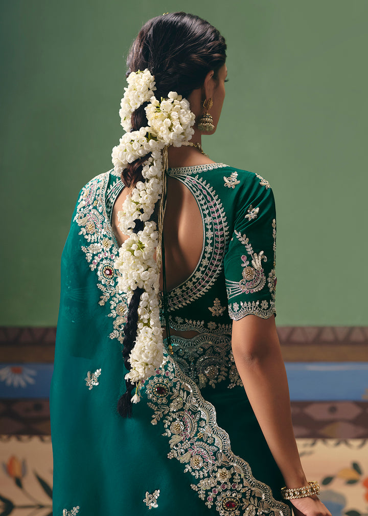 Buy Now Rama Premium Fancy Fabric Designer Party Wear Saree Online in US, UK, Canada, France, Germany, Denmark, Netherland, Sweden & Worldwide at Empress.