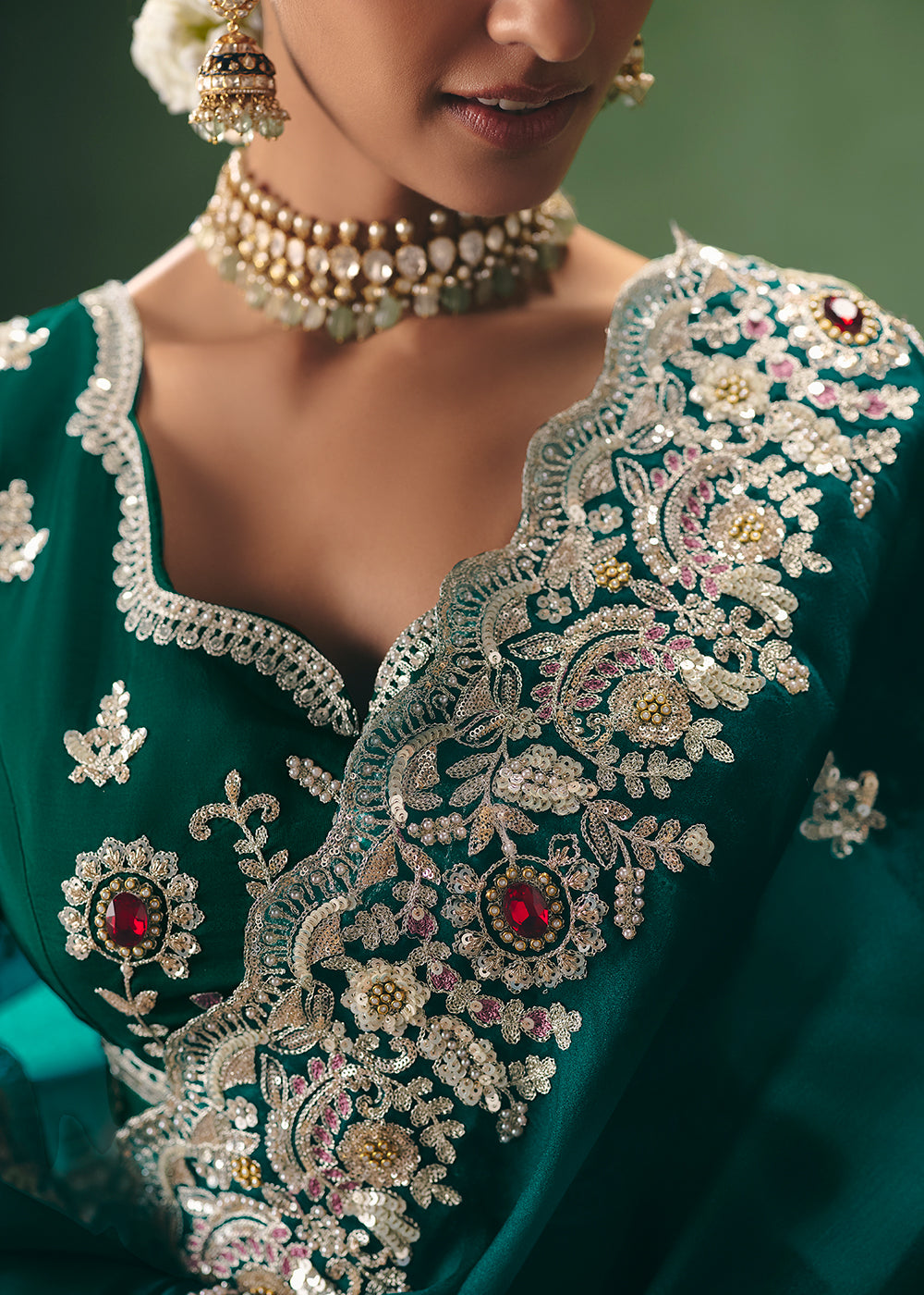 Buy Now Rama Premium Fancy Fabric Designer Party Wear Saree Online in US, UK, Canada, France, Germany, Denmark, Netherland, Sweden & Worldwide at Empress.