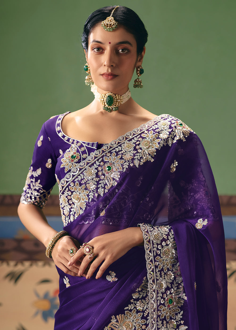 Buy Now Purple Premium Fancy Fabric Designer Party Wear Saree Online in US, UK, Canada, France, Germany, Denmark, Netherland, Sweden & Worldwide at Empress.