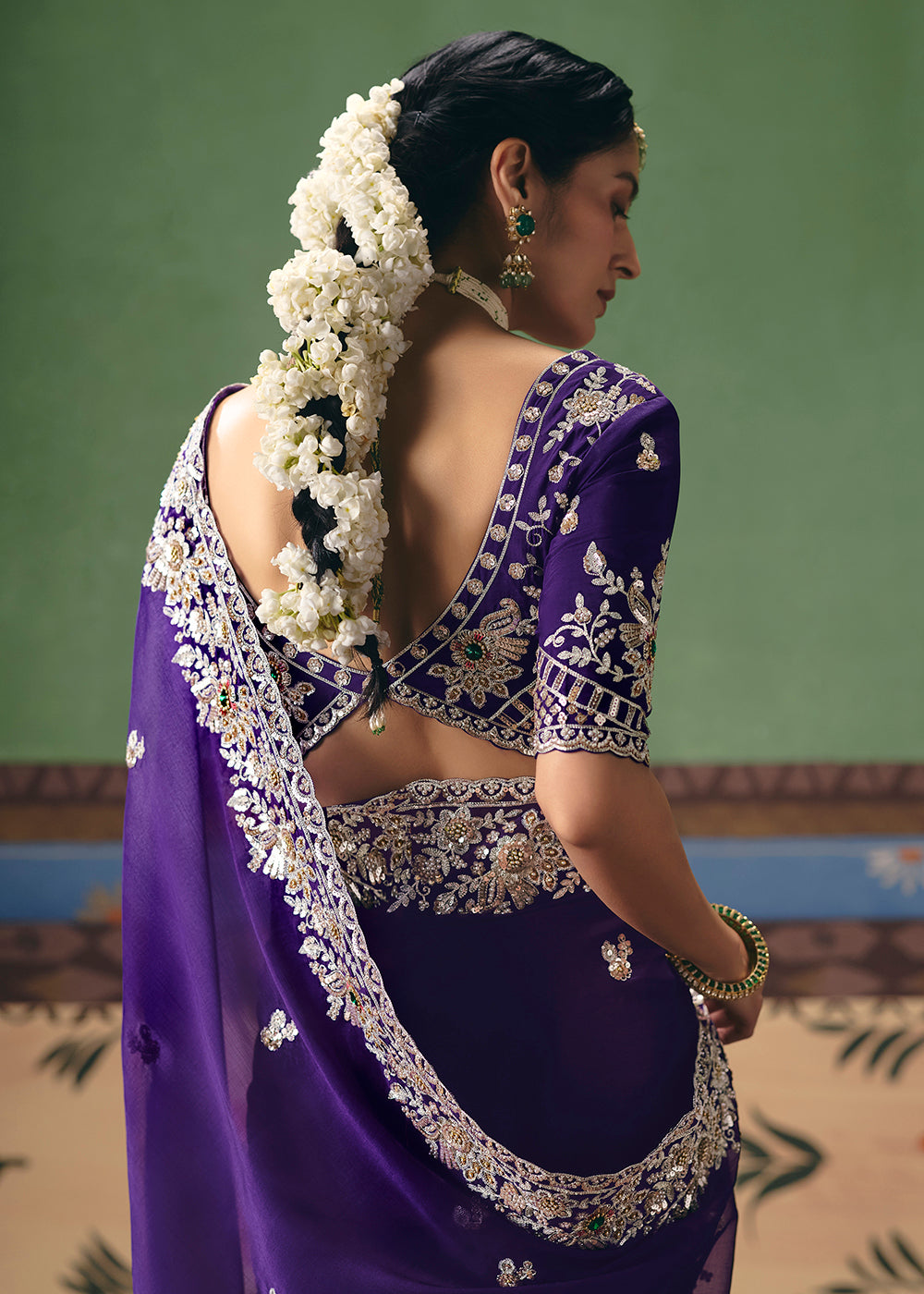 Buy Now Purple Premium Fancy Fabric Designer Party Wear Saree Online in US, UK, Canada, France, Germany, Denmark, Netherland, Sweden & Worldwide at Empress.