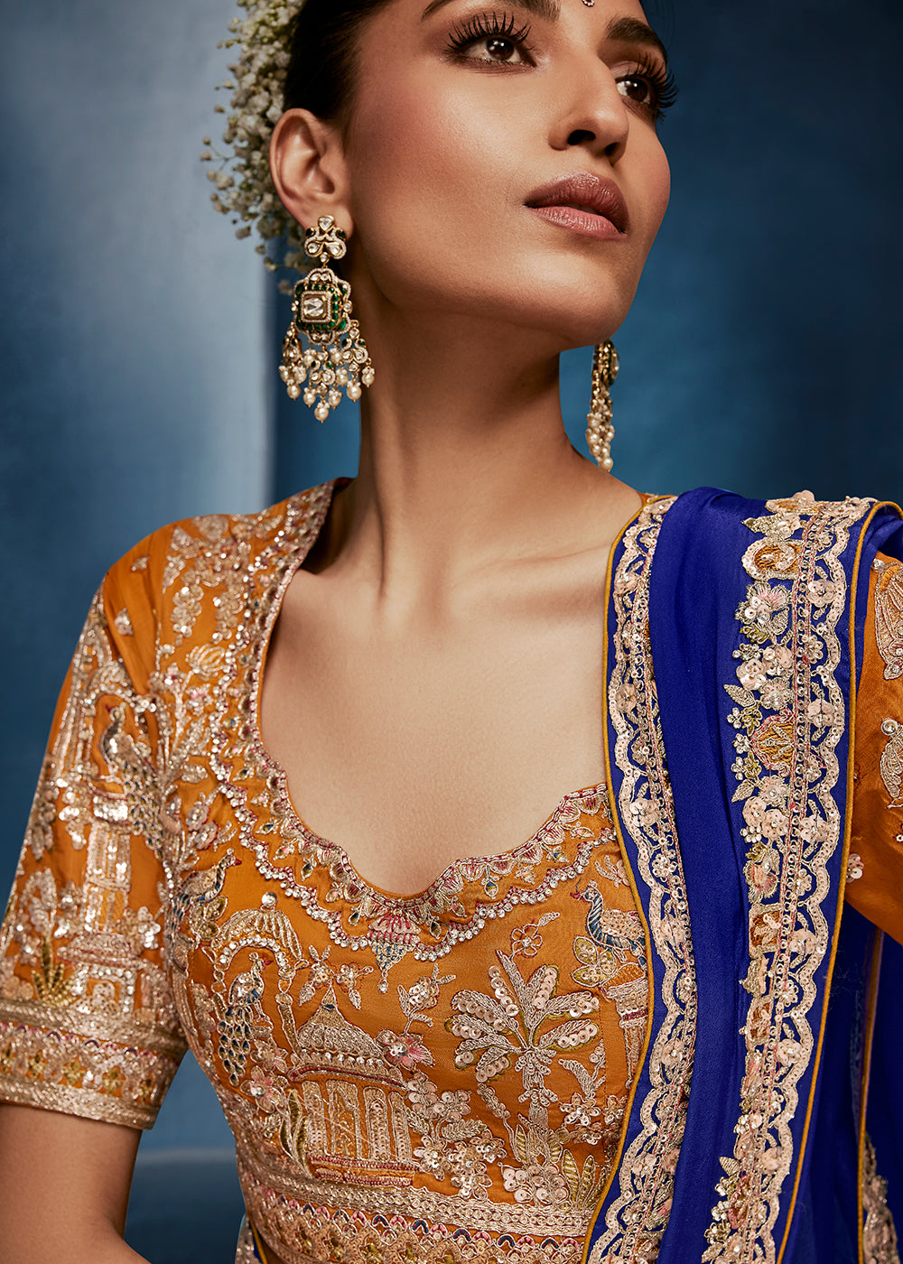 Buy Now Blue High-Grade Pure Fancy Fabric Designer Saree Online in US, UK, Canada, France, Germany, Denmark, Netherland, Sweden, UAE & Worldwide at Empress.