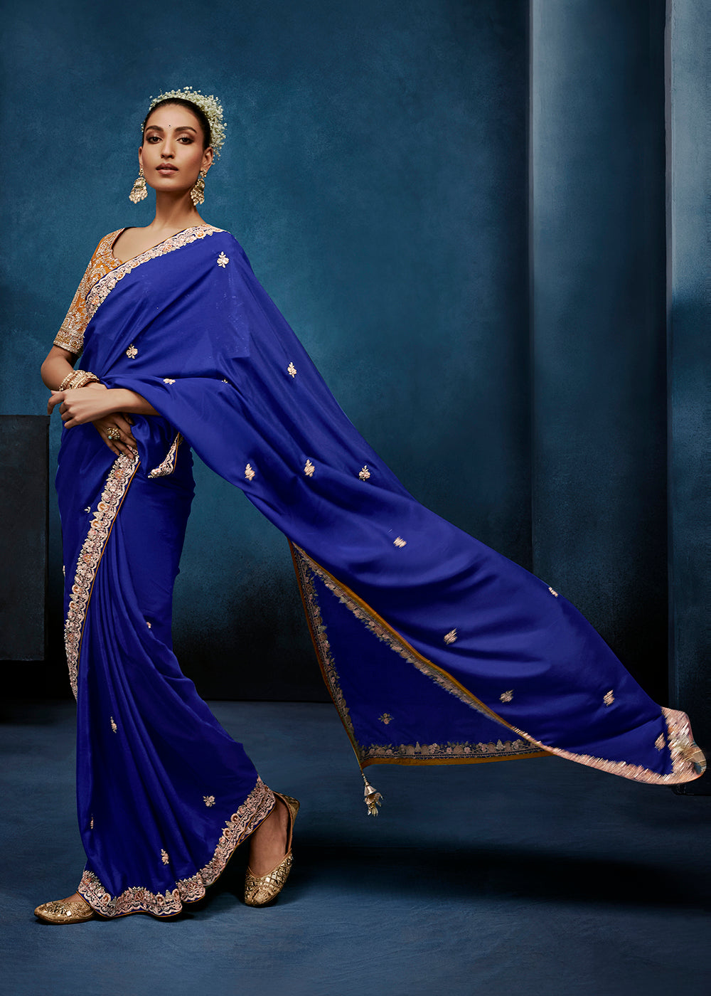 Buy Now Blue High-Grade Pure Fancy Fabric Designer Saree Online in US, UK, Canada, France, Germany, Denmark, Netherland, Sweden, UAE & Worldwide at Empress.