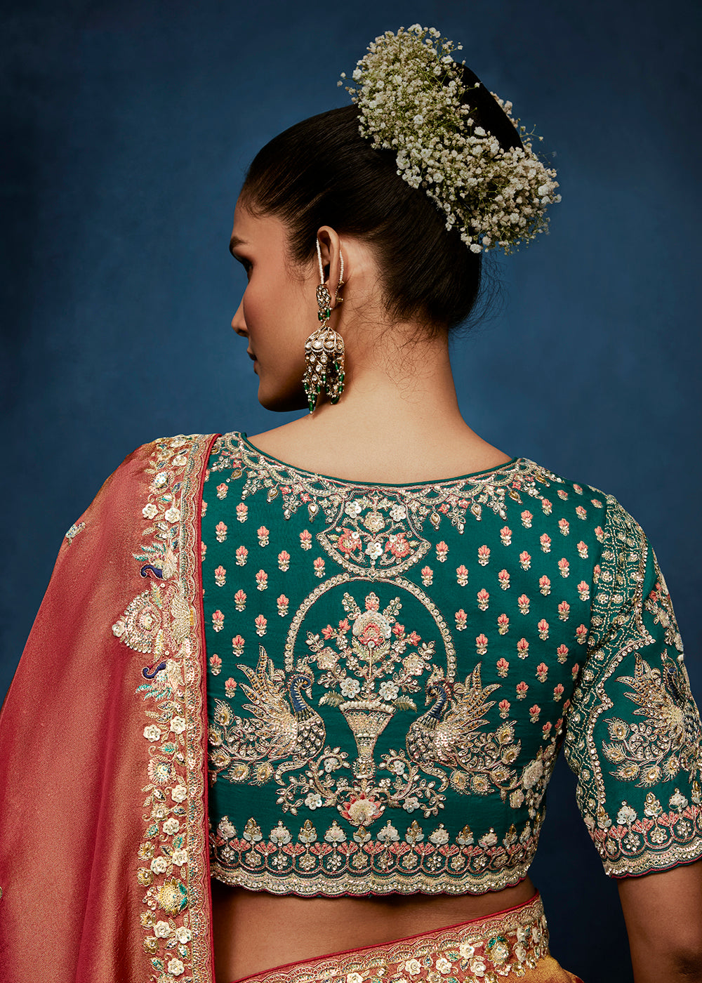 Buy Now Peach High-Grade Pure Fancy Fabric Designer Saree Online in US, UK, Canada, France, Germany, Denmark, Netherland, Sweden, UAE & Worldwide at Empress.