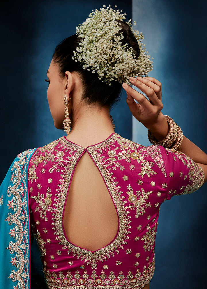 Buy Now Aqua Blue High-Grade Pure Fancy Fabric Designer Saree Online in US, UK, Canada, France, Germany, Denmark, Netherland, Sweden, UAE & Worldwide at Empress.