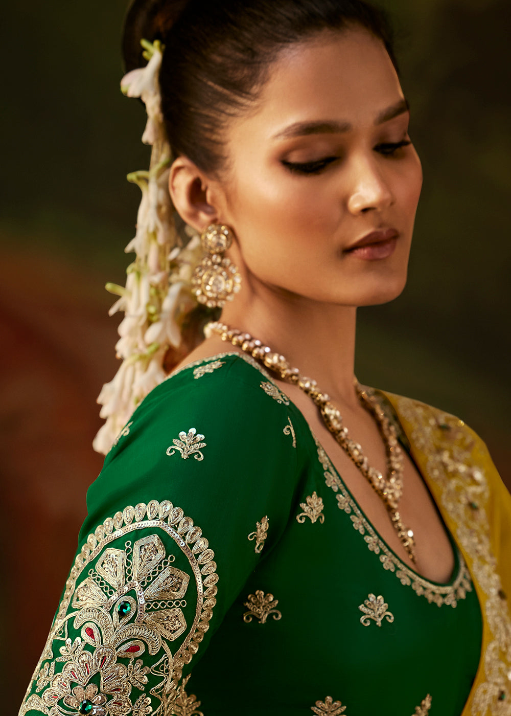 Buy Now Chartreuse Yellow Premium Designer Wedding Saree Online in US, UK, Canada, France, Germany, Denmark, Sweden, Italy, Netherlands &amp; Worldwide at Empress.