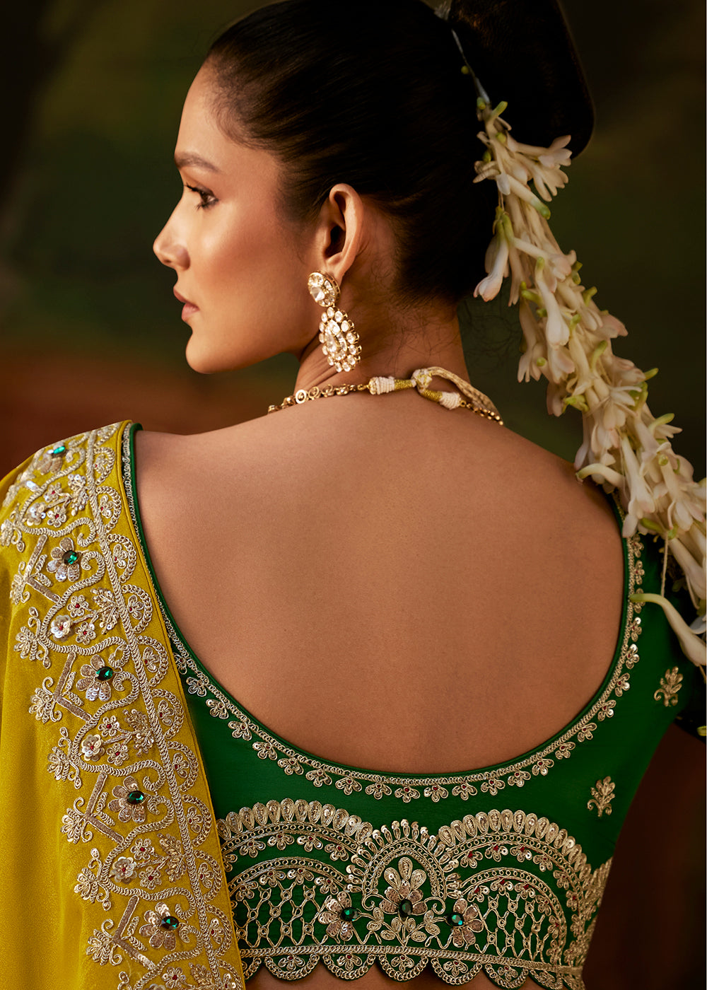 Buy Now Chartreuse Yellow Premium Designer Wedding Saree Online in US, UK, Canada, France, Germany, Denmark, Sweden, Italy, Netherlands &amp; Worldwide at Empress.