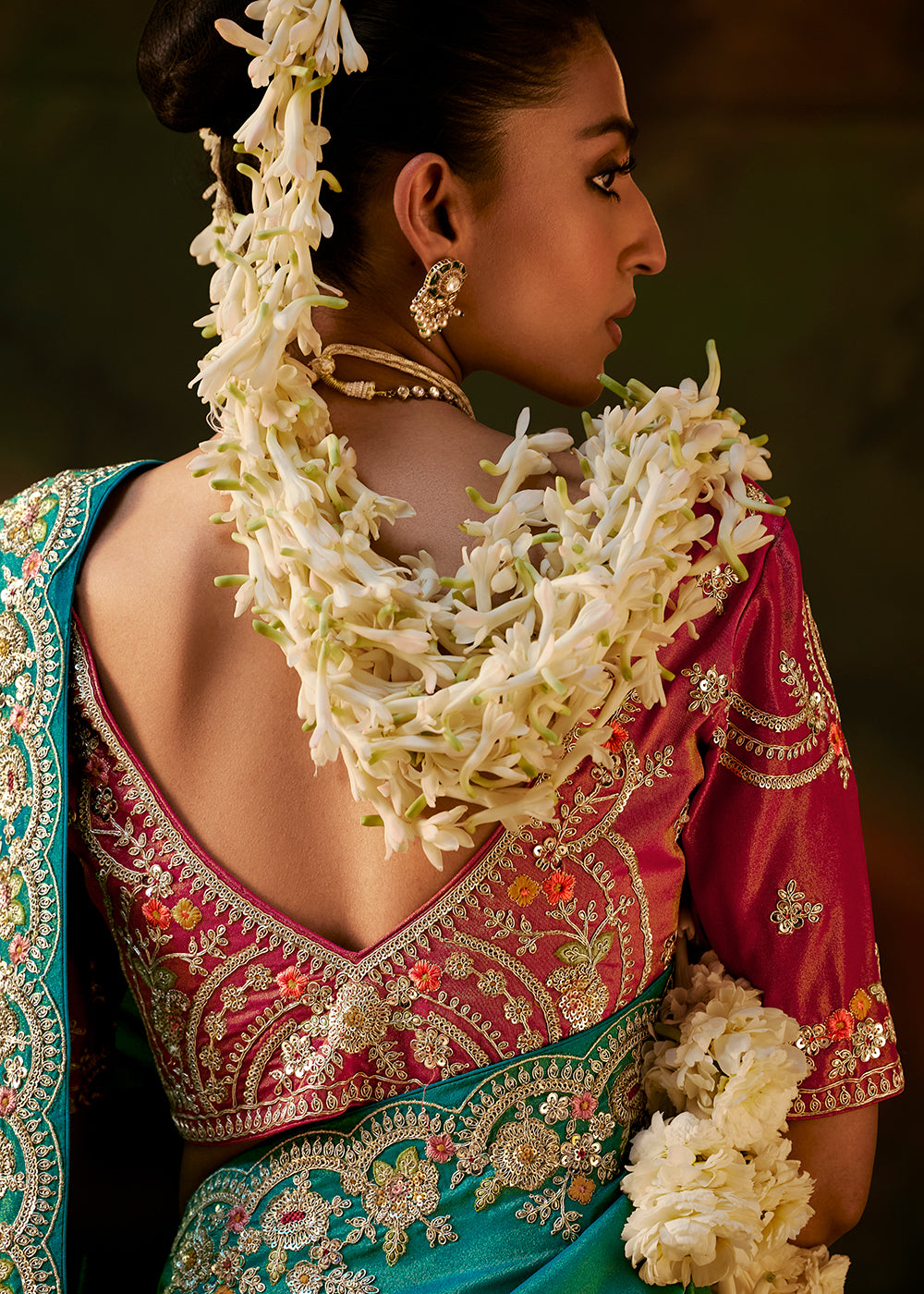 Buy Now Vibrant Teal Premium Designer Wedding Saree Online in US, UK, Canada, France, Germany, Denmark, Sweden, Italy, Netherlands, UAE &amp; Worldwide at Empress.