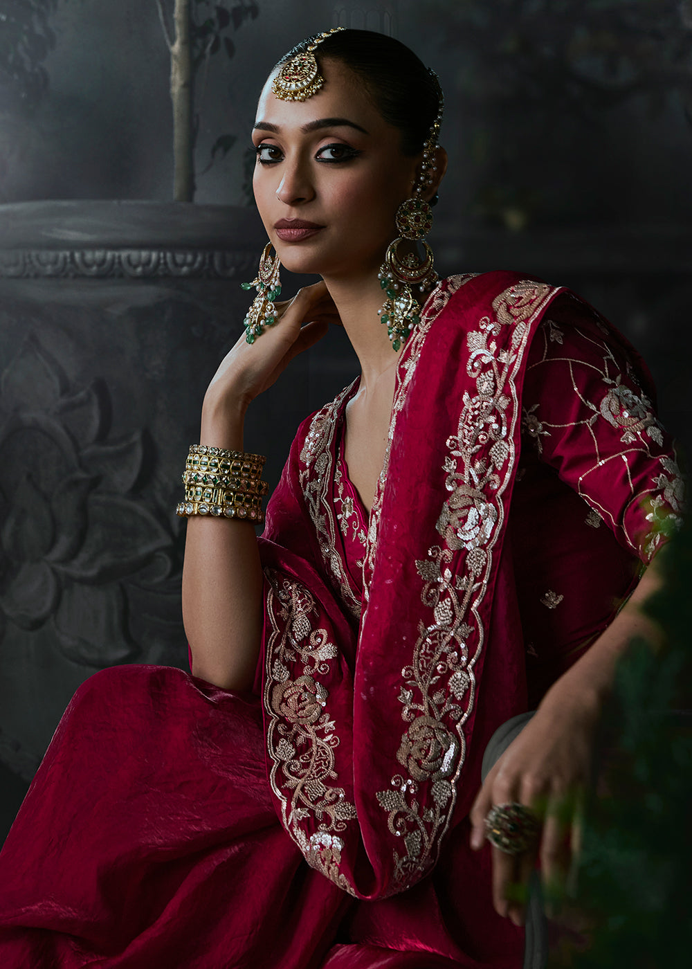 Buy Now Crimson Red Fancy Fabric Designer Wear Saree Online in US, UK, Canada, France, Germany, Denmark, Sweden, UAE, Greece, Italy & Worldwide at Empress.