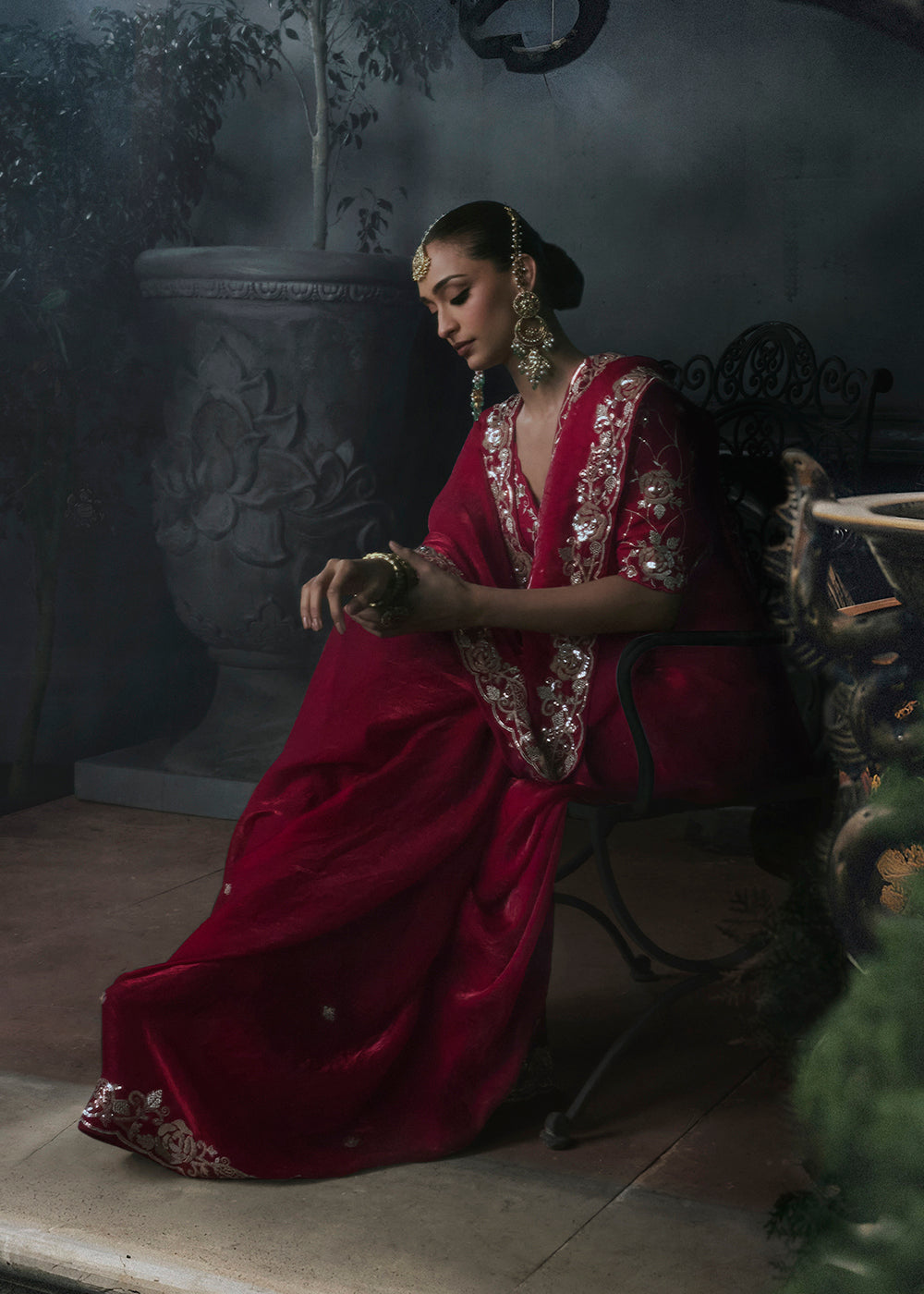 Buy Now Crimson Red Fancy Fabric Designer Wear Saree Online in US, UK, Canada, France, Germany, Denmark, Sweden, UAE, Greece, Italy &amp; Worldwide at Empress.