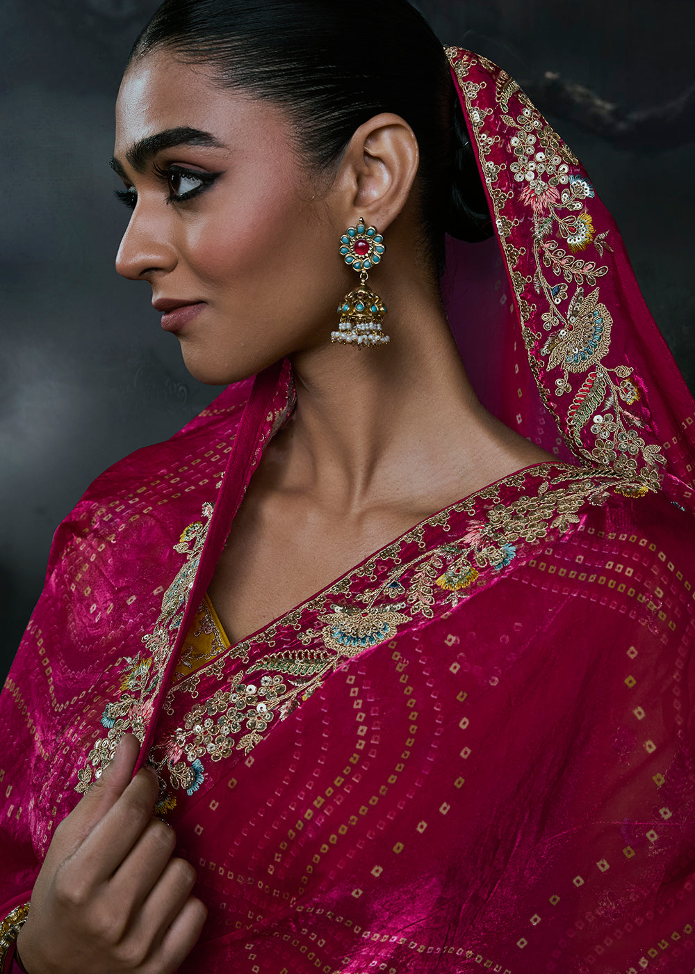 Buy Now Pink &amp; Yellow Fancy Fabric Designer Wear Saree Online in US, UK, Canada, France, Germany, Denmark, Sweden, UAE, Greece, Italy &amp; Worldwide at Empress.
