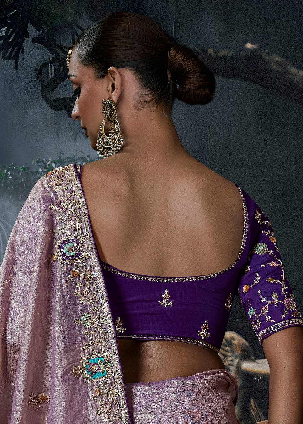Buy Now Light Purple &amp; Violet Fancy Fabric Designer Wear Saree Online in US, UK, Canada, France, Germany, Denmark, Sweden, UAE, Greece &amp; Worldwide at Empress.