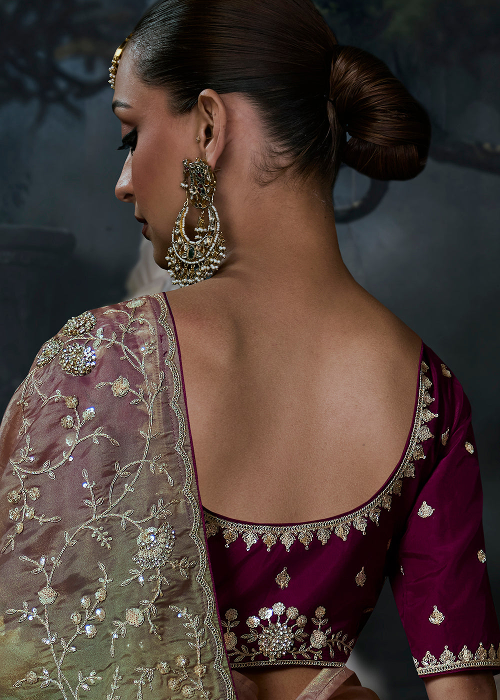 Buy Now Multi Tonal Pink Green Fancy Fabric Designer Wear Saree Online in US, UK, Canada, France, Germany, Denmark, Sweden, UAE, Greece &amp; Worldwide at Empress.