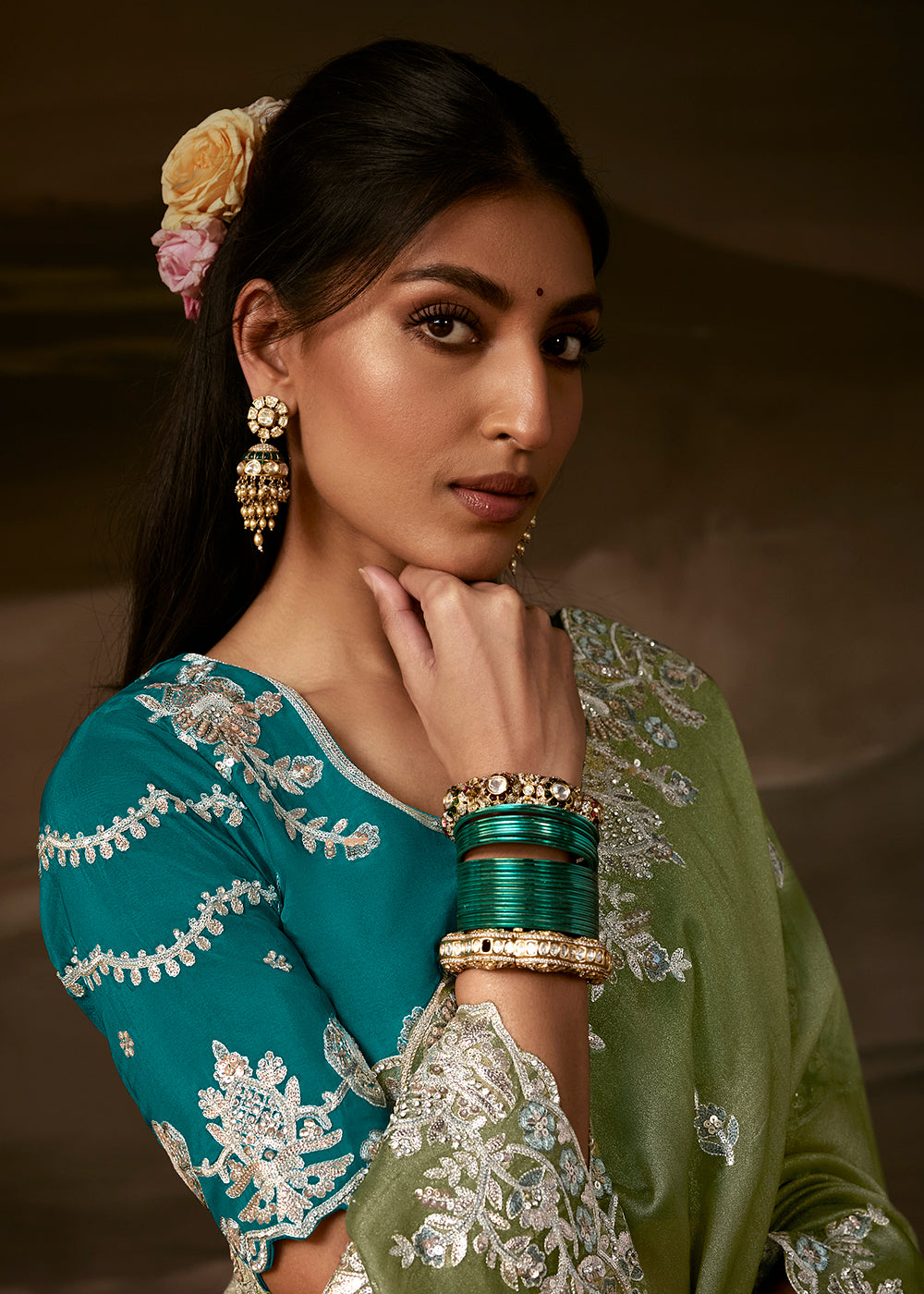 Buy Now Pista Green Zari Organza Designer Style Festive Saree Online in US, UK, Canada, France, Germany, Denmark, Sweden, Australia, UAE &amp; Worldwide at Empress.
