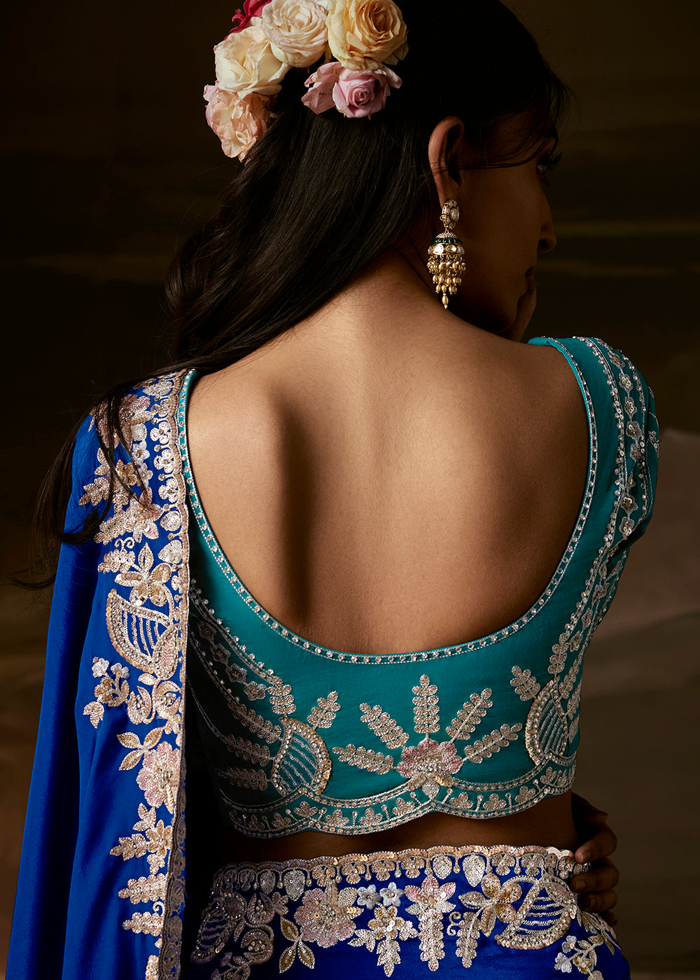 Buy Now Royal Blue Zari Organza Designer Style Festive Saree Online in US, UK, Canada, France, Germany, Denmark, Sweden, Australia, UAE &amp; Worldwide at Empress.