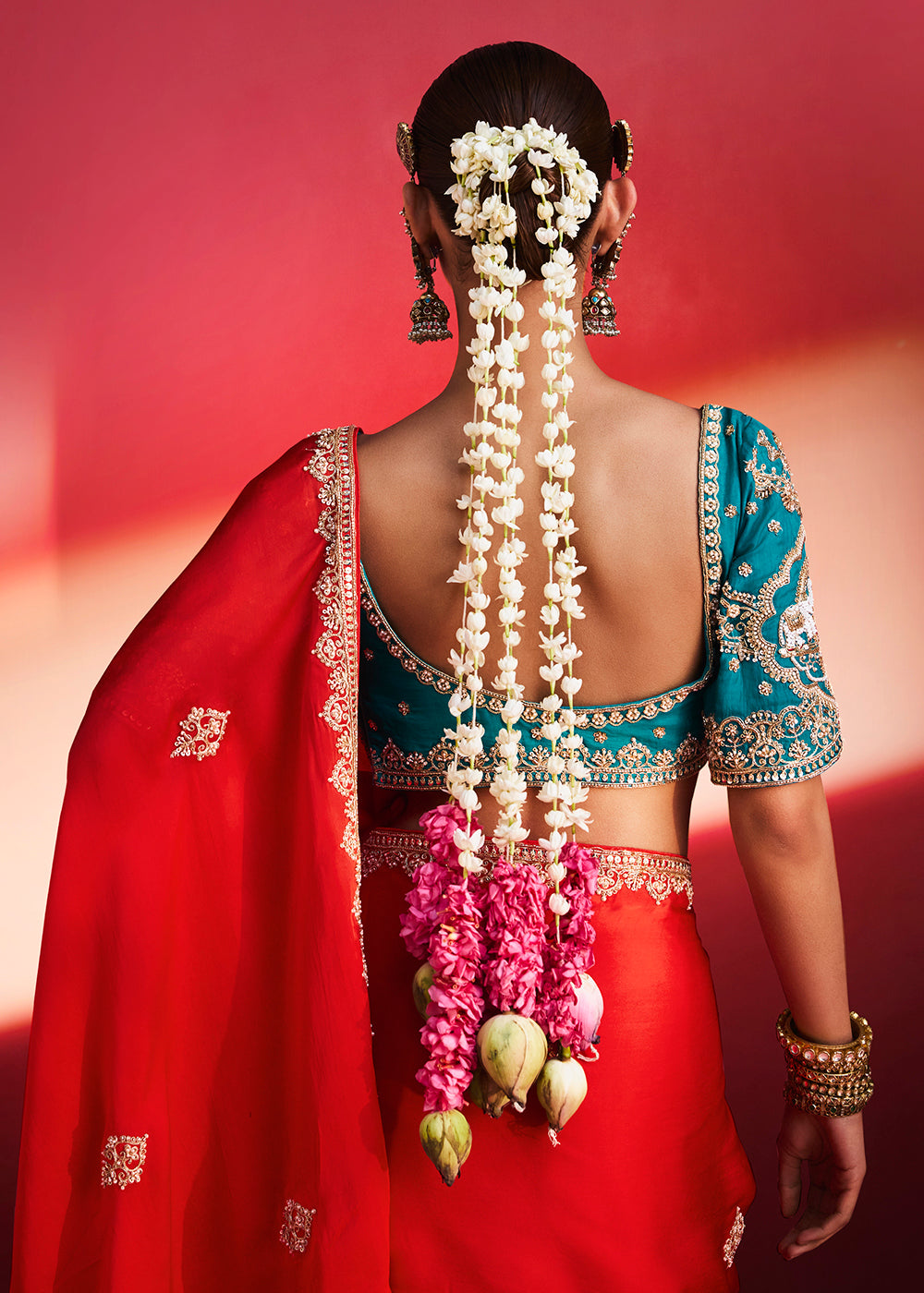 Buy Now Designer Style Red Embroidered Wedding Wear Saree Online in US, UK, Canada, France, Germany, Denmark, Sweden, Italy, Austria &amp; Worldwide at Empress.