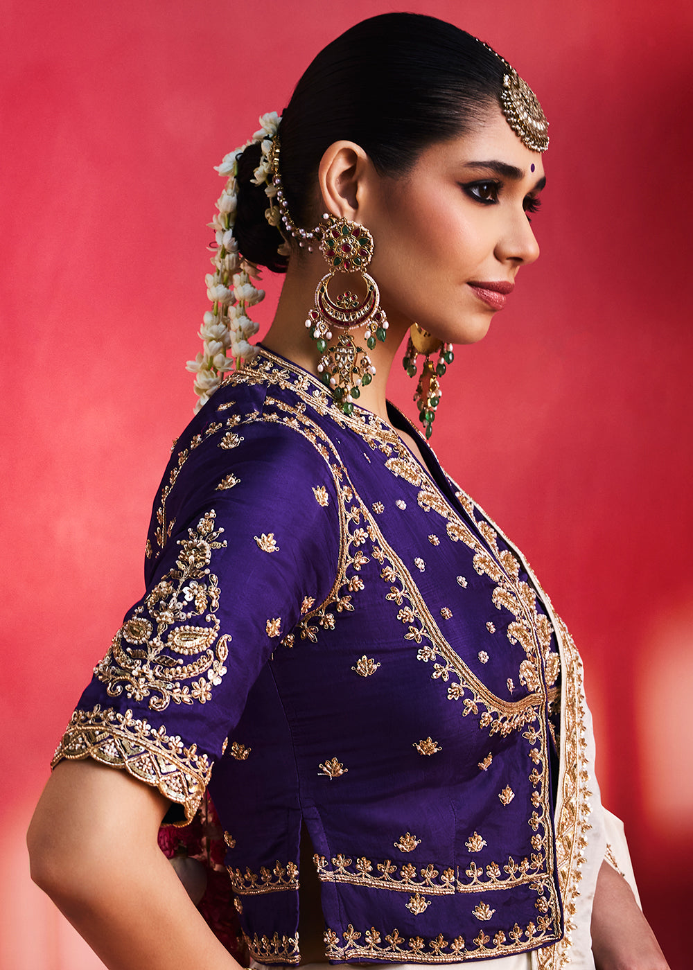 Buy Now Designer Style White Embroidered Wedding Wear Saree Online in US, UK, Canada, France, Germany, Denmark, Sweden, Italy, Austria &amp; Worldwide at Empress.