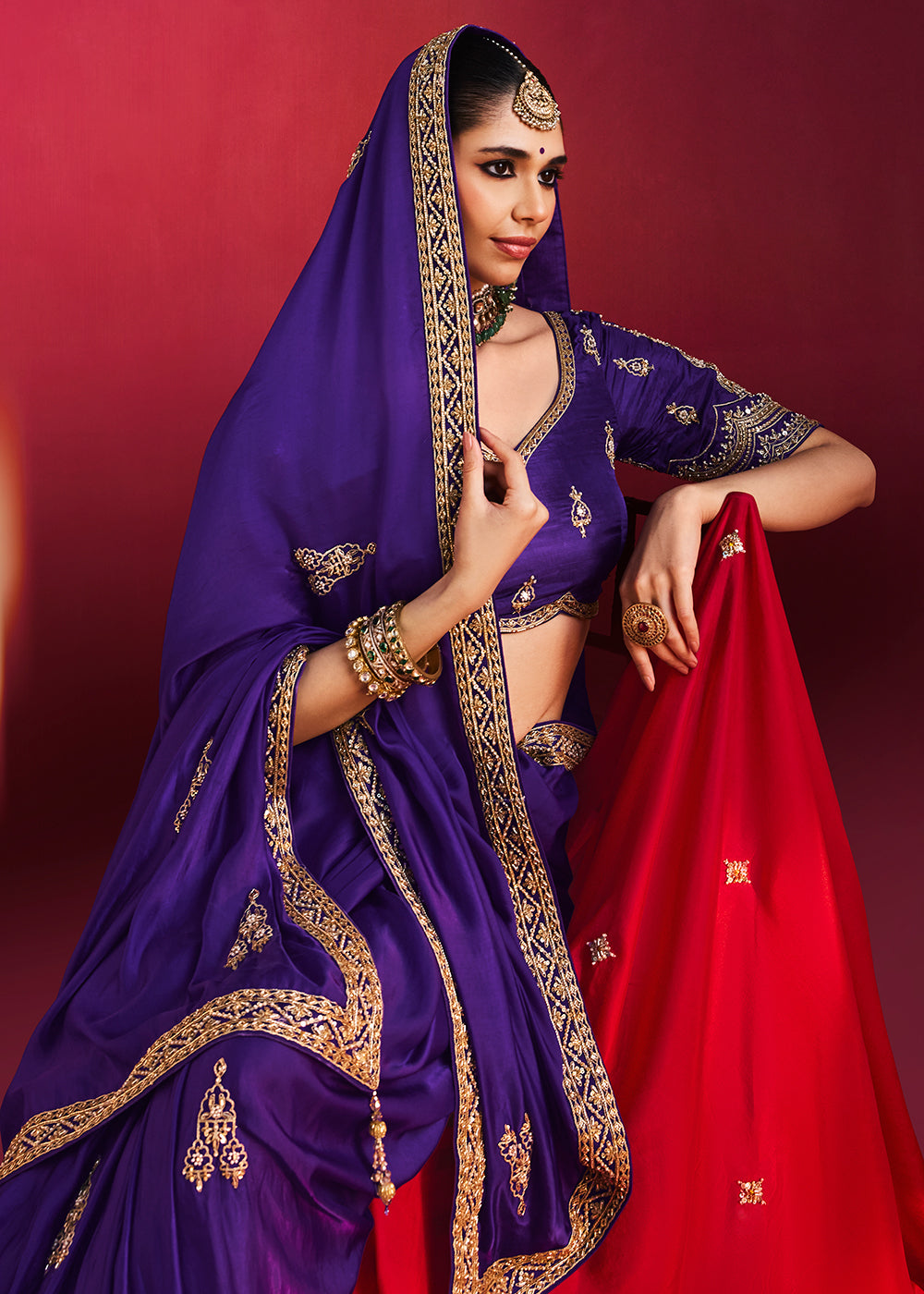 Buy Now Designer Style Blue Embroidered Wedding Wear Saree Online in US, UK, Canada, France, Germany, Denmark, Sweden, Italy, Austria &amp; Worldwide at Empress.