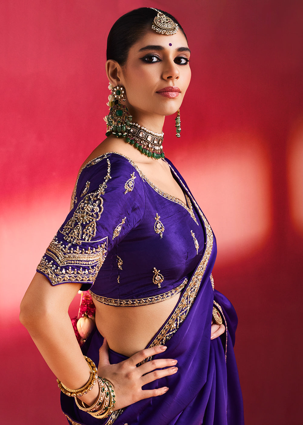 Buy Now Designer Style Blue Embroidered Wedding Wear Saree Online in US, UK, Canada, France, Germany, Denmark, Sweden, Italy, Austria &amp; Worldwide at Empress.