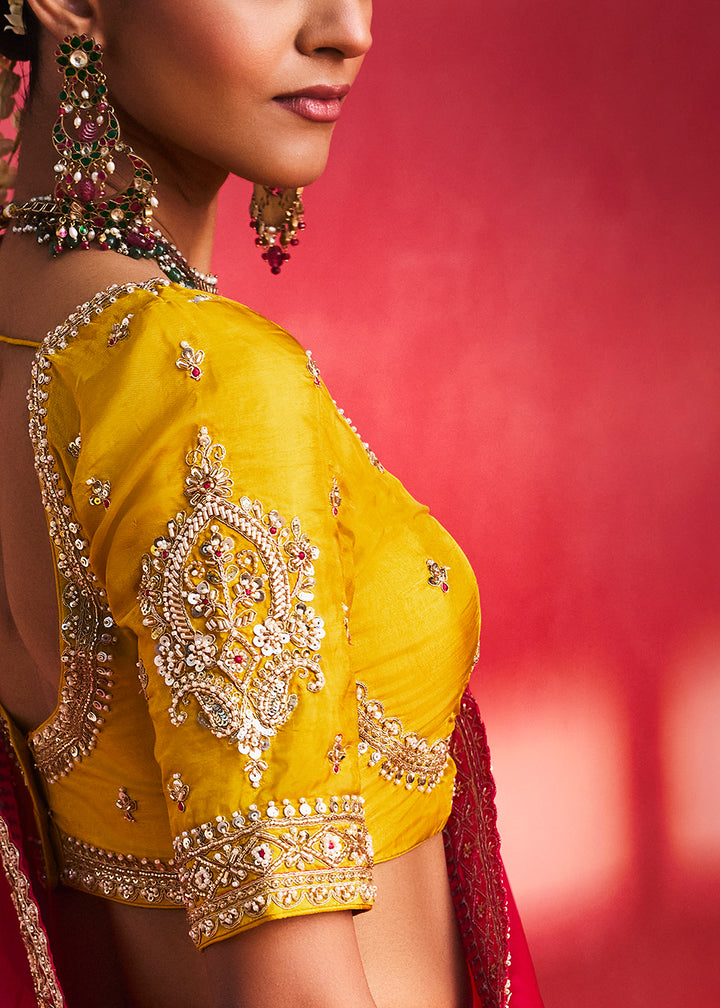Buy Now Designer Style Rani Pink Embroidered Wedding Wear Saree Online in US, UK, Canada, France, Germany, Denmark, Sweden, Italy, Austria &amp; Worldwide at Empress.