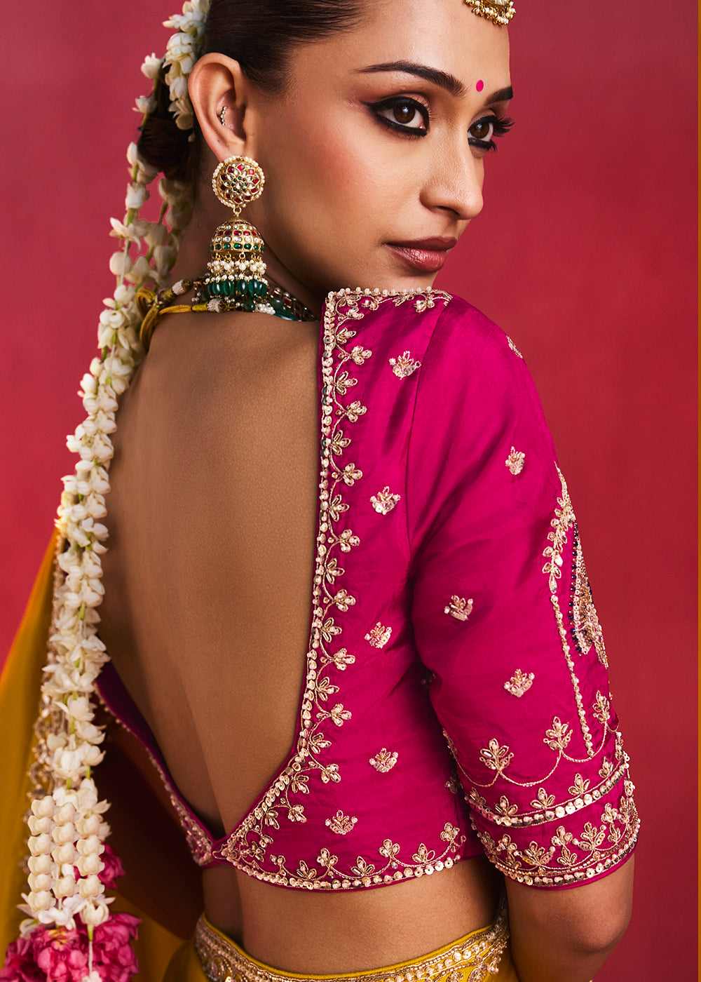Buy Now Designer Style Yellow Embroidered Wedding Wear Saree Online in US, UK, Canada, France, Germany, Denmark, Sweden, Italy, UAE &amp; Worldwide at Empress.